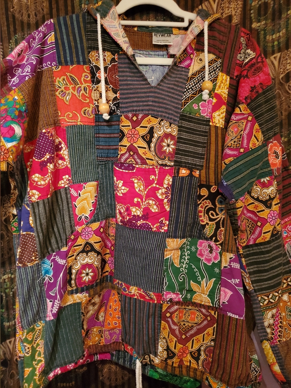 Boho Vintage Multicolor Patchwork Hoodie~♡